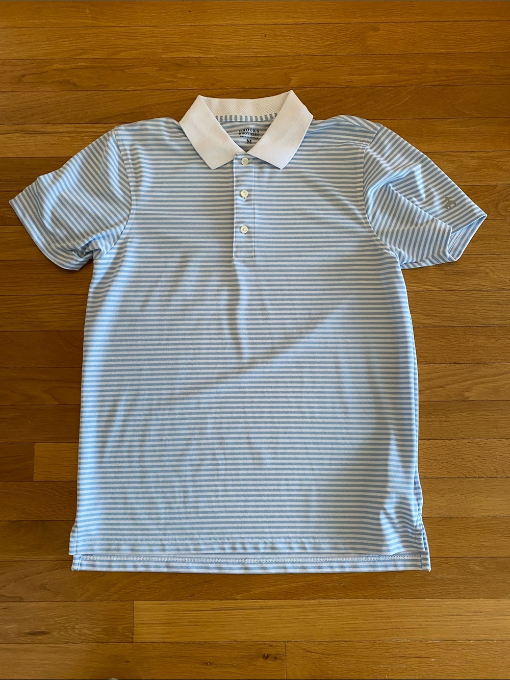 Brooks Brothers Light Blue & White Striped Polo with White Collar